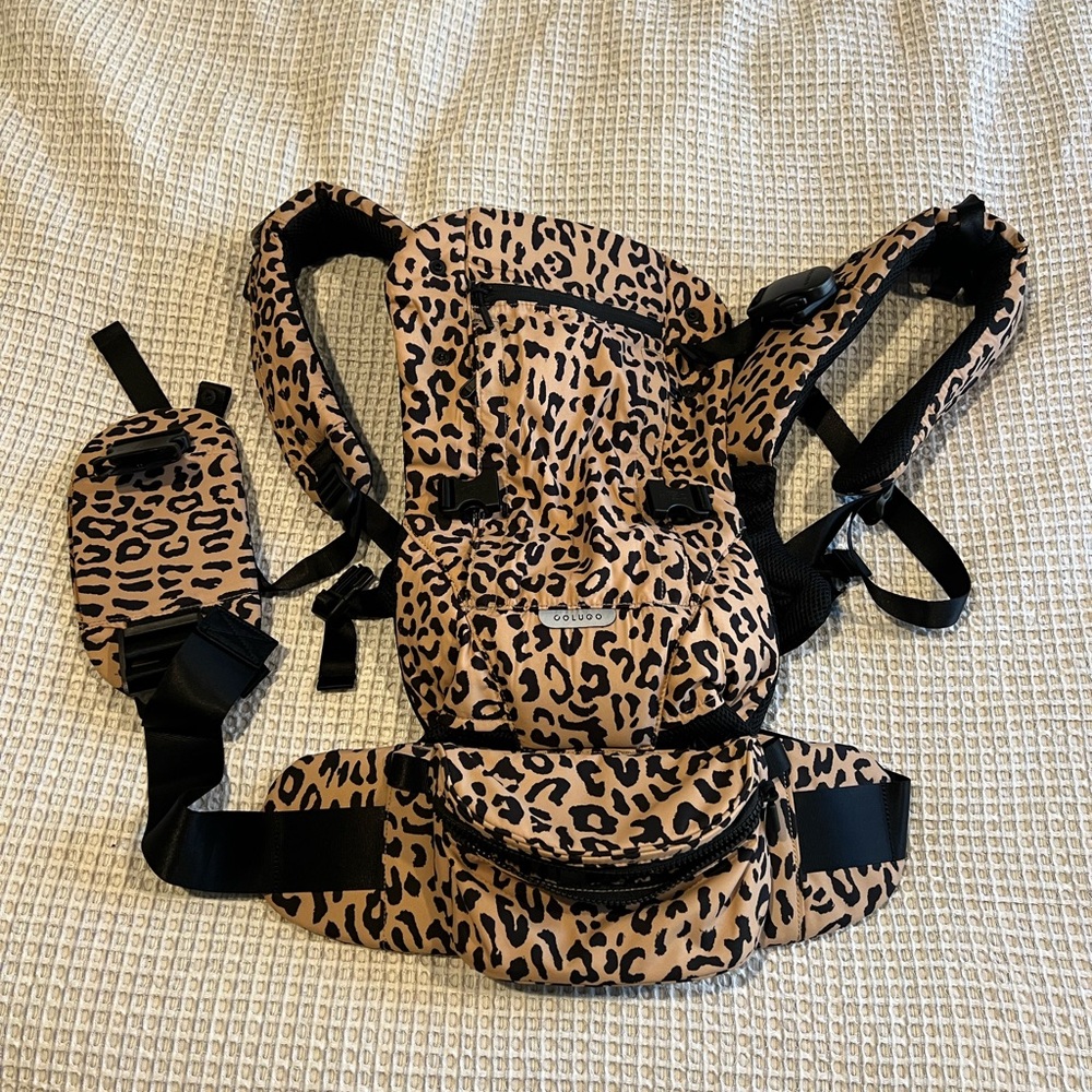 Brown and Black Leopard Print Bag with Padded Straps